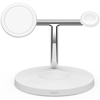 Зарядний пристрій бездротовий Belkin 3в1 MagSafe iPhone/Watch/AirPods Fast charger Pad, білий (WIZ017VFWH) Зарядний пристрій бездротовий Belkin 3в1 MagSafe iPhone/Watch/AirPods Fast charger Pad, білий (WIZ017VFWH)