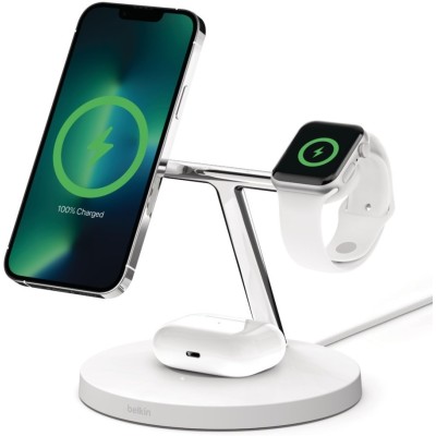 Зарядний пристрій бездротовий Belkin 3в1 MagSafe iPhone/Watch/AirPods Fast charger Pad, білий (WIZ017VFWH) Зарядний пристрій бездротовий Belkin 3в1 MagSafe iPhone/Watch/AirPods Fast charger Pad, білий (WIZ017VFWH)