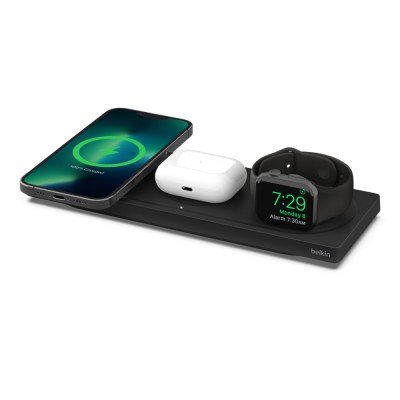 Зарядний пристрій бездротовий Belkin 3в1 MagSafe PRO iPhone/Watch/AirPods, чорний (WIZ016VFBK) Зарядний пристрій бездротовий Belkin 3в1 MagSafe PRO iPhone/Watch/AirPods, чорний (WIZ016VFBK)