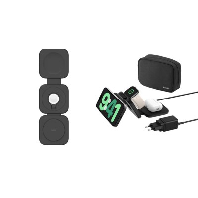 Зарядний пристрій бездротовий Belkin 3в1 Travel Pad Wireless Qi2 15Вт, чорний (WIZ024HQBK) Зарядний пристрій бездротовий Belkin 3в1 Travel Pad Wireless Qi2 15Вт, чорний (WIZ024HQBK)