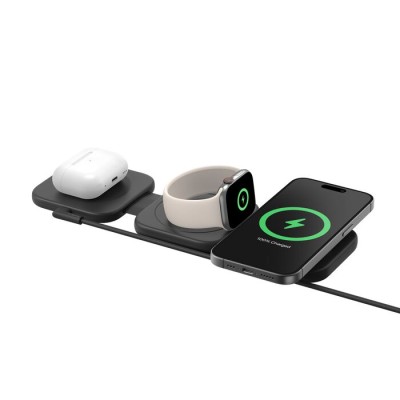 Зарядний пристрій бездротовий Belkin 3в1 Travel Pad Wireless Qi2 15Вт, чорний (WIZ024HQBK) Зарядний пристрій бездротовий Belkin 3в1 Travel Pad Wireless Qi2 15Вт, чорний (WIZ024HQBK)