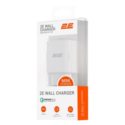 Зарядний пристрій мережевий 2E 18Вт USB-A QC, білий (2E-WC1USB18W-W) Зарядний пристрій мережевий 2E 18Вт USB-A QC, білий (2E-WC1USB18W-W)