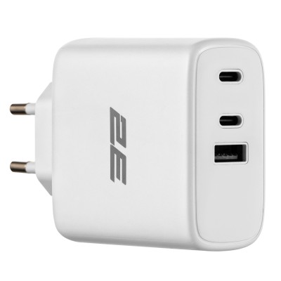 Зарядний пристрій мережевий 2E 65Вт GaN 2хUSB-C/USB-A, PD/QC, білий (2E-WC3USB65W-W) Зарядний пристрій мережевий 2E 65Вт GaN 2хUSB-C/USB-A, PD/QC, білий (2E-WC3USB65W-W)