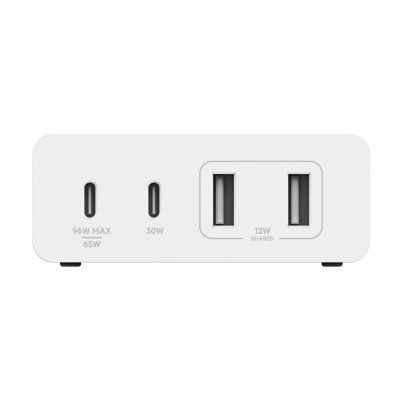 Зарядний пристрій мережевий Belkin 108Вт 2хUSB-С GAN PD PPS/2хUSB-A, білий (WCH010VFWH)