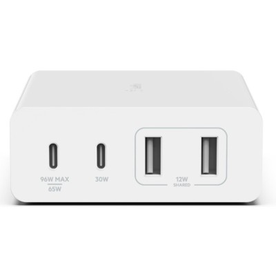 Зарядний пристрій мережевий Belkin 108Вт 2хUSB-С GAN PD PPS/2хUSB-A, білий (WCH010VFWH)
