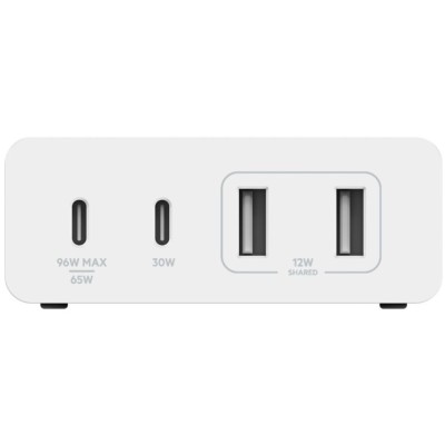 Зарядний пристрій мережевий Belkin 108Вт 2хUSB-С GAN PD PPS/2хUSB-A, білий (WCH010VFWH)