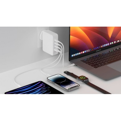 Зарядний пристрій мережевий Belkin 140Вт 3хUSB-С GAN PD PPS, USB-A, білий (WCH014BTWH) Зарядний пристрій мережевий Belkin 140Вт 3хUSB-С GAN PD PPS, USB-A, білий (WCH014BTWH)