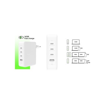 Зарядний пристрій мережевий Belkin 140Вт 3хUSB-С GAN PD PPS, USB-A, білий (WCH014BTWH) Зарядний пристрій мережевий Belkin 140Вт 3хUSB-С GAN PD PPS, USB-A, білий (WCH014BTWH)