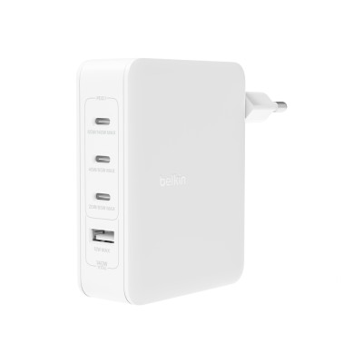 Зарядний пристрій мережевий Belkin 140Вт 3хUSB-С GAN PD PPS, USB-A, білий (WCH014BTWH) Зарядний пристрій мережевий Belkin 140Вт 3хUSB-С GAN PD PPS, USB-A, білий (WCH014BTWH)