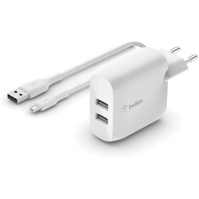 Зарядний пристрій мережевий Belkin 24Вт 2хUSB-A, кабель USB-A > Lightning, 1м, білий (WCD001VF1MWH) Зарядний пристрій мережевий Belkin 24Вт 2хUSB-A, кабель USB-A > Lightning, 1м, білий (WCD001VF1MWH)