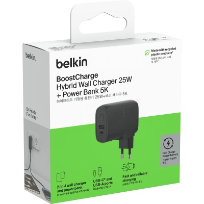 Зарядний пристрій мережевий Belkin 25Вт USB-С PD, PowerBank 5000мА·год, кабель USB-C > USB-C, 1м, чорний (BPZ003BT1MBK-B6) Зарядний пристрій мережевий Belkin 25Вт USB-С PD, PowerBank 5000мА·год, кабель USB-C > USB-C, 1м, чорний (BPZ003BT1MBK-B6)