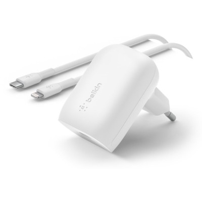 Зарядний пристрій мережевий Belkin 30Вт USB-С PD PPS, кабель USB-С > Lightning 1м, білий (WCA005VF1MWH-B5) Зарядний пристрій мережевий Belkin 30Вт USB-С PD PPS, кабель USB-С > Lightning 1м, білий (WCA005VF1MWH-B5)