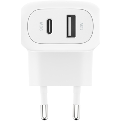 Зарядний пристрій мережевий Belkin 42Вт USB-C PD PPS 30Вт, USB-A 12Вт, білий (WCB009VFWH) Зарядний пристрій мережевий Belkin 42Вт USB-C PD PPS 30Вт, USB-A 12Вт, білий (WCB009VFWH)
