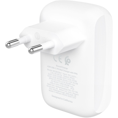 Зарядний пристрій мережевий Belkin 42Вт USB-C PD PPS 30Вт, USB-A 12Вт, білий (WCB009VFWH) Зарядний пристрій мережевий Belkin 42Вт USB-C PD PPS 30Вт, USB-A 12Вт, білий (WCB009VFWH)