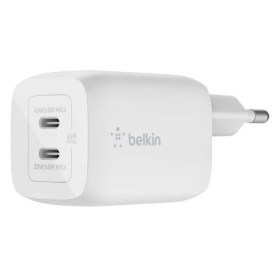 Зарядний пристрій мережевий Belkin 65Вт 2хUSB-С GAN PD PPS, білий (WCH013VFWH) Зарядний пристрій мережевий Belkin 65Вт 2хUSB-С GAN PD PPS, білий (WCH013VFWH)