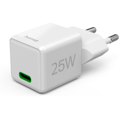 Зарядний пристрій мережевий Hama 25Вт USB-С, PD, білий Зарядний пристрій мережевий Hama 25Вт USB-С, PD, білий