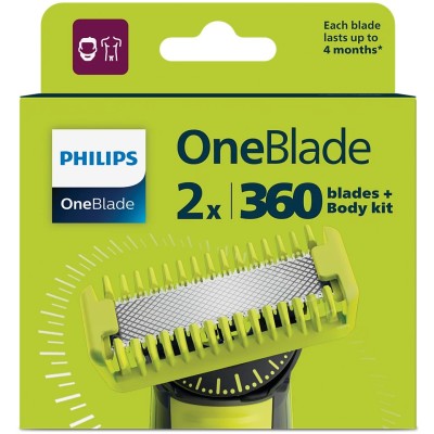 Змінні леза Philips OneBlade 360 QP624/50 з насадками для тіла 2 шт Змінні леза Philips OneBlade 360 QP624/50 з насадками для тіла 2 шт