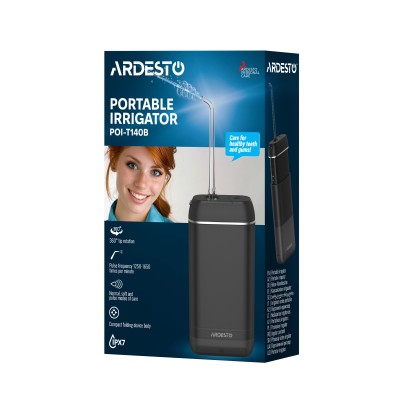 Іригатор Ardesto портативний, чаша 140 мл, Li-ion акум. в компл., чорний (POI-T140B) Іригатор Ardesto портативний, чаша 140 мл, Li-ion акум. в компл., чорний (POI-T140B)