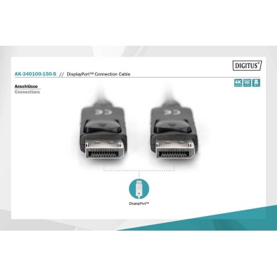 Кабель DIGITUS DisplayPort (M/M), 15м, чорний (AK-340100-150-S) Кабель DIGITUS DisplayPort (M/M), 15м, чорний (AK-340100-150-S)