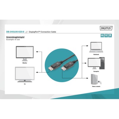 Кабель DIGITUS DisplayPort (M/M), 4K, 2м, чорний (DB-340100-020-S) Кабель DIGITUS DisplayPort (M/M), 4K, 2м, чорний (DB-340100-020-S)