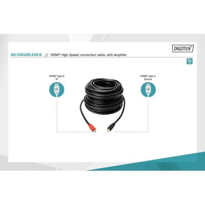 Кабель DIGITUS HDMI (M/M), High speed, активний, 15м, чорний (AK-330105-150-S) Кабель DIGITUS HDMI (M/M), High speed, активний, 15м, чорний (AK-330105-150-S)