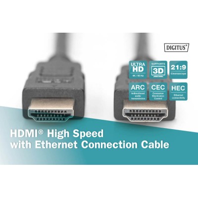 Кабель DIGITUS HDMI (M/M), High speed/Ethernet, 5м, чорний (AK-330107-050-S) Кабель DIGITUS HDMI (M/M), High speed/Ethernet, 5м, чорний (AK-330107-050-S)