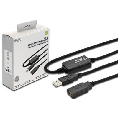 Кабель DIGITUS USB-A (M/F) заряджання/синхронізації, 10м, активний, чорний (DA-73100-1) Кабель DIGITUS USB-A (M/F) заряджання/синхронізації, 10м, активний, чорний (DA-73100-1)