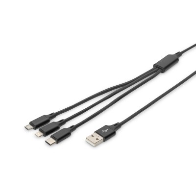 Кабель DIGITUS USB-A > Lightning/USB-С/micro USB, мультизарядний 3-в-1, заряджання/синхронізація 1м, чорний (AK-300160-010-S) Кабель DIGITUS USB-A > Lightning/USB-С/micro USB, мультизарядний 3-в-1, заряджання/синхронізація 1м, чорний (AK-300160-010-S)