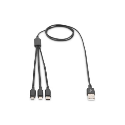 Кабель DIGITUS USB-A > Lightning/USB-С/micro USB, мультизарядний 3-в-1, заряджання/синхронізація 1м, чорний (AK-300160-010-S) Кабель DIGITUS USB-A > Lightning/USB-С/micro USB, мультизарядний 3-в-1, заряджання/синхронізація 1м, чорний (AK-300160-010-S)