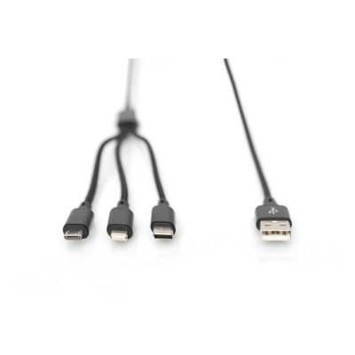Кабель DIGITUS USB-A > Lightning/USB-С/micro USB, мультизарядний 3-в-1, заряджання/синхронізація 1м, чорний (AK-300160-010-S) Кабель DIGITUS USB-A > Lightning/USB-С/micro USB, мультизарядний 3-в-1, заряджання/синхронізація 1м, чорний (AK-300160-010-S)