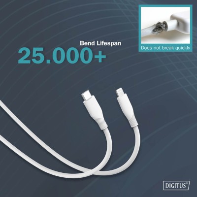 Кабель DIGITUS USB-C > Lightning заряджання/синхронізації, USB 2.0, 60W, силіконовий, 2м, білий (AK-600110-020-W) Кабель DIGITUS USB-C > Lightning заряджання/синхронізації, USB 2.0, 60W, силіконовий, 2м, білий (AK-600110-020-W)
