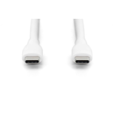 Кабель DIGITUS USB-C > USB-C заряджання/синхронізації, USB 2.0, 60W, силіконовий, 2м, білий (AK-300341-020-W)