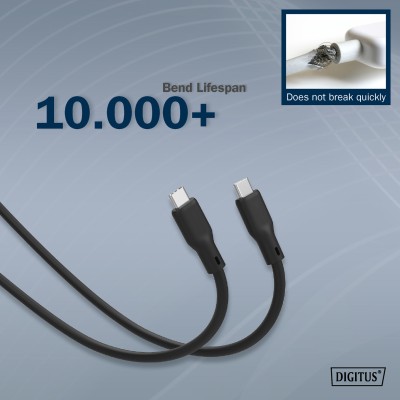 Кабель DIGITUS USB-C заряджання/синхронізації, USB 3.2 Gen 1, 5G, 100W, 4K, силіконовий, 2м, чорний (AK-300342-020-S) Кабель DIGITUS USB-C заряджання/синхронізації, USB 3.2 Gen 1, 5G, 100W, 4K, силіконовий, 2м, чорний (AK-300342-020-S)
