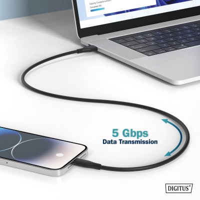 Кабель DIGITUS USB-C заряджання/синхронізації, USB 3.2 Gen 1, 5G, 100W, 4K, силіконовий, 2м, чорний (AK-300342-020-S) Кабель DIGITUS USB-C заряджання/синхронізації, USB 3.2 Gen 1, 5G, 100W, 4K, силіконовий, 2м, чорний (AK-300342-020-S)