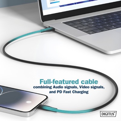 Кабель DIGITUS USB-C заряджання/синхронізації, USB 4.0 Gen 2, 20G, 240W, 8K, силіконовий, 2м, чорний (AK-300344-020-S) Кабель DIGITUS USB-C заряджання/синхронізації, USB 4.0 Gen 2, 20G, 240W, 8K, силіконовий, 2м, чорний (AK-300344-020-S)