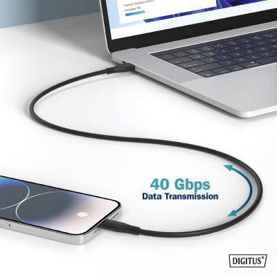 Кабель DIGITUS USB-C заряджання/синхронізації, USB 4.0 Gen 3, 40G, 240W, 8K, силіконовий, 1м, чорний (AK-300344-010-S) Кабель DIGITUS USB-C заряджання/синхронізації, USB 4.0 Gen 3, 40G, 240W, 8K, силіконовий, 1м, чорний (AK-300344-010-S)