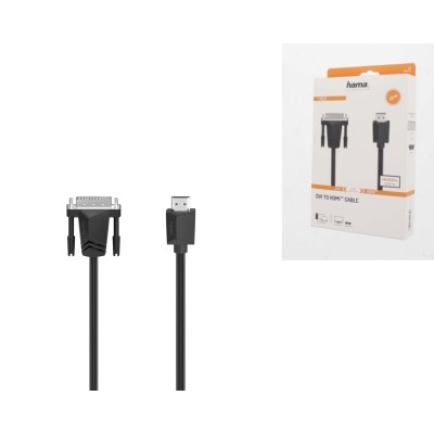 Кабель Hama DVI > HDMI (AM/AM), 1.5m, 4K, чорний (00200715) Кабель Hama DVI > HDMI (AM/AM), 1.5m, 4K, чорний (00200715)