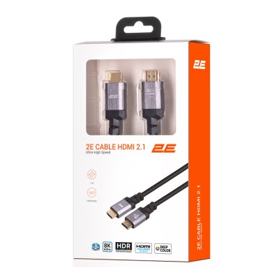 Кабель HDMI (M/M) 2Е 3м, 2.1, 4K/120Hz, 8K/60Hz 48Gbps, Ultra High Speed, чорний (2EW-1143-3M) Кабель HDMI (M/M) 2Е 3м, 2.1, 4K/120Hz, 8K/60Hz 48Gbps, Ultra High Speed, чорний (2EW-1143-3M)