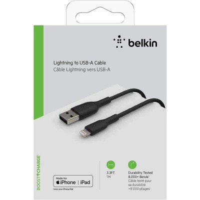 Кабель USB-A > Lightning заряджання/синхронізації Belkin 1м, 12Вт, PVC, чорний (CAA001BT1MBK) Кабель USB-A > Lightning заряджання/синхронізації Belkin 1м, 12Вт, PVC, чорний (CAA001BT1MBK)