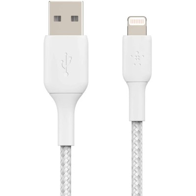 Кабель USB-A > Lightning заряджання/синхронізації Belkin 1м, 12Вт, плетений, білий (CAA002BT1MWH) Кабель USB-A > Lightning заряджання/синхронізації Belkin 1м, 12Вт, плетений, білий (CAA002BT1MWH)