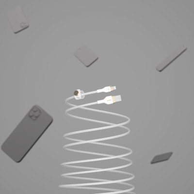Кабель USB-A > Lightning заряджання/синхронізації Belkin 1м, плетений, силіконовий, з ремінцем на магніті, білий (CAA010BT1MWH) Кабель USB-A > Lightning заряджання/синхронізації Belkin 1м, плетений, силіконовий, з ремінцем на магніті, білий (CAA010BT1MWH)