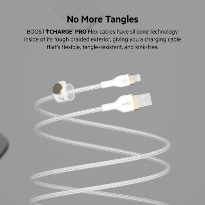 Кабель USB-A > Lightning заряджання/синхронізації Belkin 1м, плетений, силіконовий, з ремінцем на магніті, білий (CAA010BT1MWH) Кабель USB-A > Lightning заряджання/синхронізації Belkin 1м, плетений, силіконовий, з ремінцем на магніті, білий (CAA010BT1MWH)