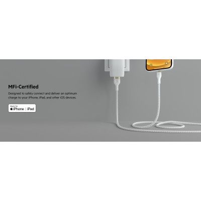 Кабель USB-A > Lightning заряджання/синхронізації Belkin 1м, плетений, силіконовий, з ремінцем на магніті, білий (CAA010BT1MWH) Кабель USB-A > Lightning заряджання/синхронізації Belkin 1м, плетений, силіконовий, з ремінцем на магніті, білий (CAA010BT1MWH)