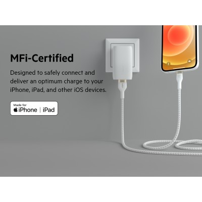 Кабель USB-A > Lightning заряджання/синхронізації Belkin 1м, плетений, силіконовий, з ремінцем на магніті, білий (CAA010BT1MWH) Кабель USB-A > Lightning заряджання/синхронізації Belkin 1м, плетений, силіконовий, з ремінцем на магніті, білий (CAA010BT1MWH)
