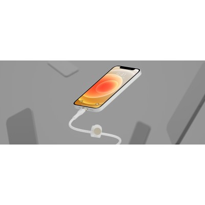 Кабель USB-A > Lightning заряджання/синхронізації Belkin 1м, плетений, силіконовий, з ремінцем на магніті, білий (CAA010BT1MWH) Кабель USB-A > Lightning заряджання/синхронізації Belkin 1м, плетений, силіконовий, з ремінцем на магніті, білий (CAA010BT1MWH)