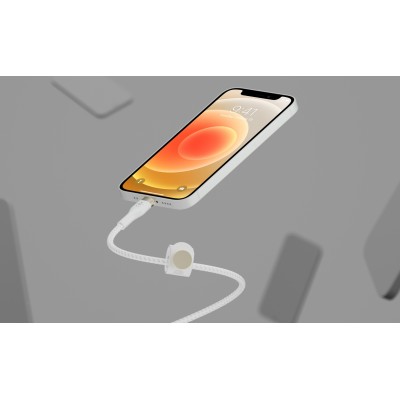 Кабель USB-A > Lightning заряджання/синхронізації Belkin 1м, плетений, силіконовий, з ремінцем на магніті, білий (CAA010BT1MWH) Кабель USB-A > Lightning заряджання/синхронізації Belkin 1м, плетений, силіконовий, з ремінцем на магніті, білий (CAA010BT1MWH)