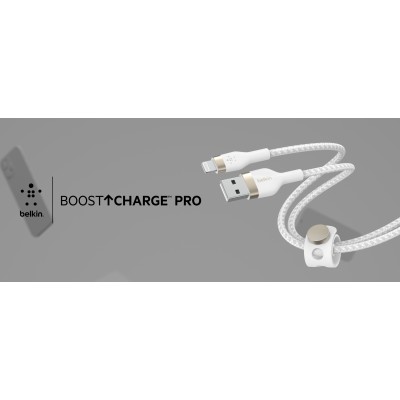 Кабель USB-A > Lightning заряджання/синхронізації Belkin 1м, плетений, силіконовий, з ремінцем на магніті, білий (CAA010BT1MWH) Кабель USB-A > Lightning заряджання/синхронізації Belkin 1м, плетений, силіконовий, з ремінцем на магніті, білий (CAA010BT1MWH)