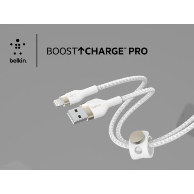 Кабель USB-A > Lightning заряджання/синхронізації Belkin 1м, плетений, силіконовий, з ремінцем на магніті, білий (CAA010BT1MWH) Кабель USB-A > Lightning заряджання/синхронізації Belkin 1м, плетений, силіконовий, з ремінцем на магніті, білий (CAA010BT1MWH)