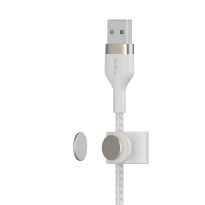 Кабель USB-A > Lightning заряджання/синхронізації Belkin 1м, плетений, силіконовий, з ремінцем на магніті, білий (CAA010BT1MWH) Кабель USB-A > Lightning заряджання/синхронізації Belkin 1м, плетений, силіконовий, з ремінцем на магніті, білий (CAA010BT1MWH)