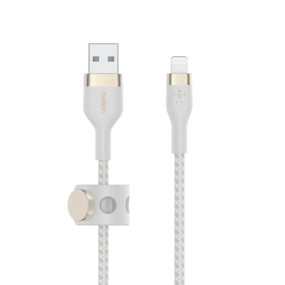 Кабель USB-A > Lightning заряджання/синхронізації Belkin 1м, плетений, силіконовий, з ремінцем на магніті, білий (CAA010BT1MWH) Кабель USB-A > Lightning заряджання/синхронізації Belkin 1м, плетений, силіконовий, з ремінцем на магніті, білий (CAA010BT1MWH)
